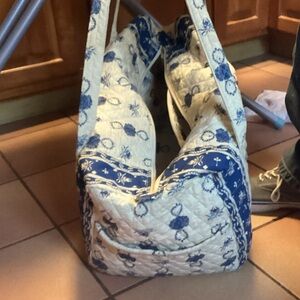 Blue and White Quilted Tote Bag
